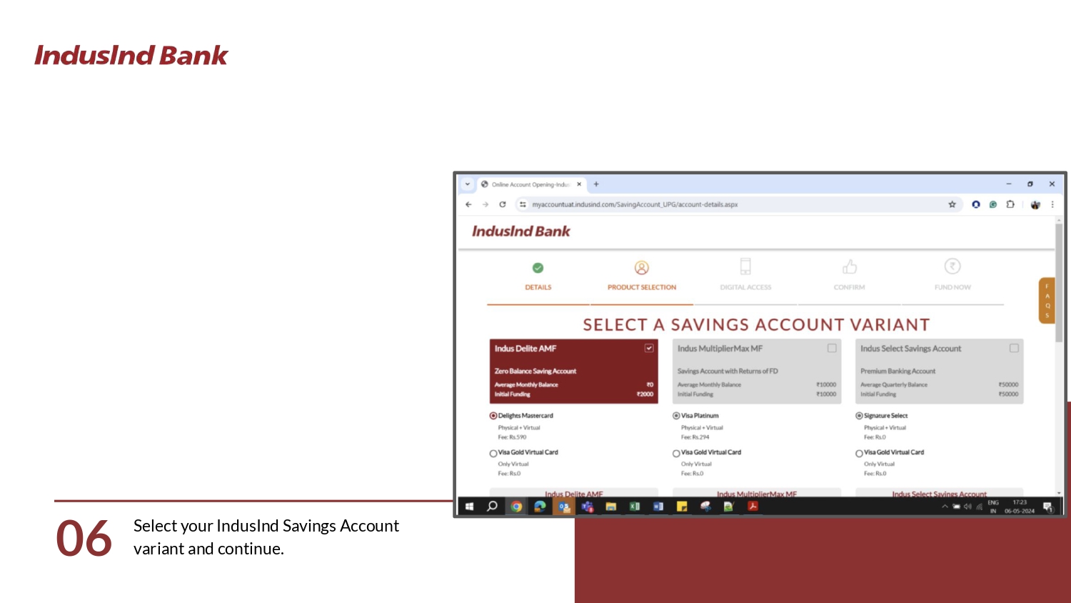 indusind bank zero balance account opening online